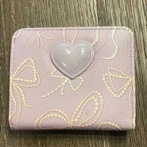 Betsey Johnson Pastel Lilac Bow Heart Zip Wallet